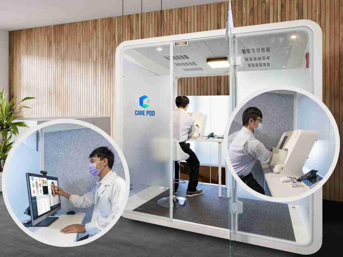 达擎于医疗科技展中展出＂远距诊疗舱＂，，，，以因应医疗数字化及社会高龄化趋势下、、、、复诊及慢性病患等族群对于远距看诊需求逐渐升高所推出的创新整合方案。。。。多功能合一、、、、高隐私性的远距诊疗舱可根据病患端与医师端的不同需求，，，，提供弹性化及客制化功能，，，节省医生和病患的精力及时间