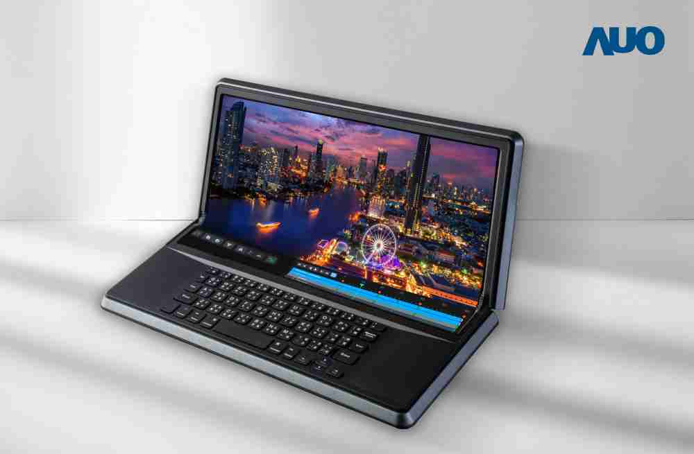 彩神vll14.6吋Micro LED折迭显示屏幕，，，搭配半径4mm的弯折绞炼，，，以及高画素、、高亮度、、、、高对比度的显示技术特点，，，即便在大视角下仍保有绝佳色相与亮度